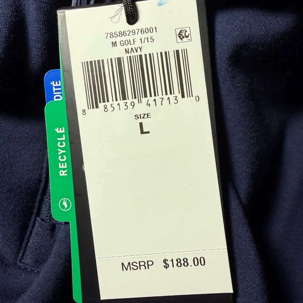 NWT RLX Ralph Lauren Mockneck Techy Terry French Navy Mens L Golf 1/2 Zip $188 - Picture 6 of 8